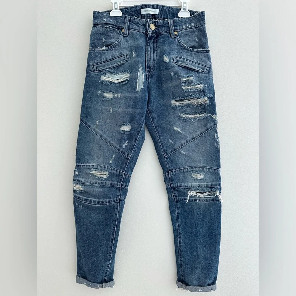 Pierre Balmain Women’s Distressed Blue Jeans size 24